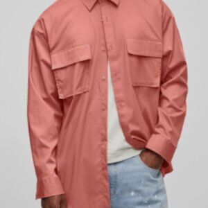 Mode of One Men's Long Sleeve Button Front Utility Shirt Sunbaked Clay Size XL